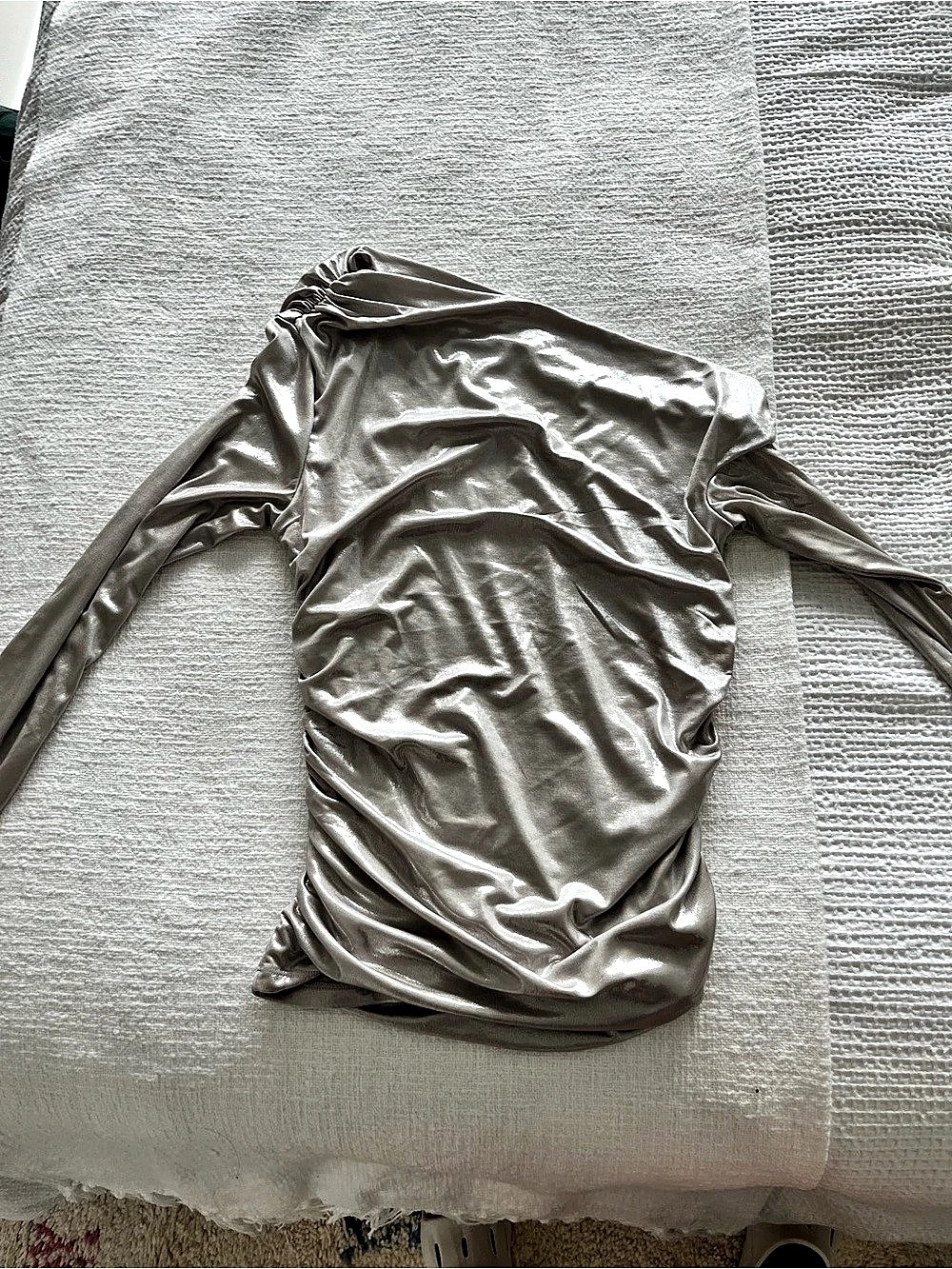 Abercrombie & Fitch Ruched Mini Dress in Silver Size Small Like New